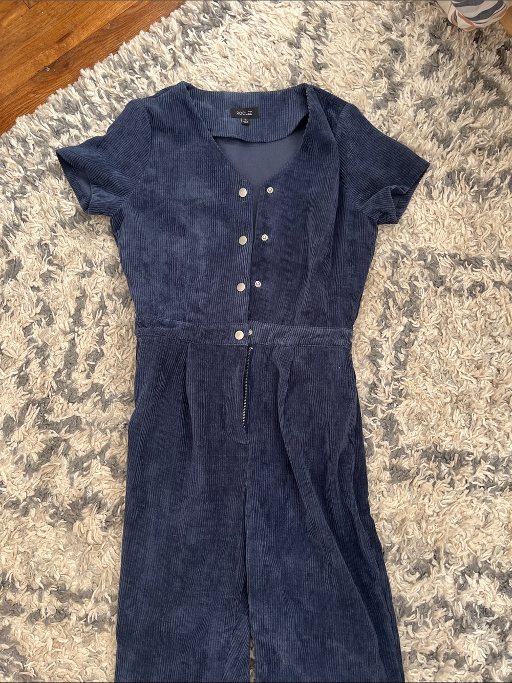 Roolee Navy Corduroy Straight-Leg Jumpsuit